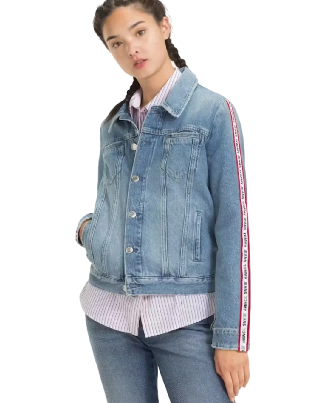 Size S - Tommy Jeans Logo Stripe Denim Jacket