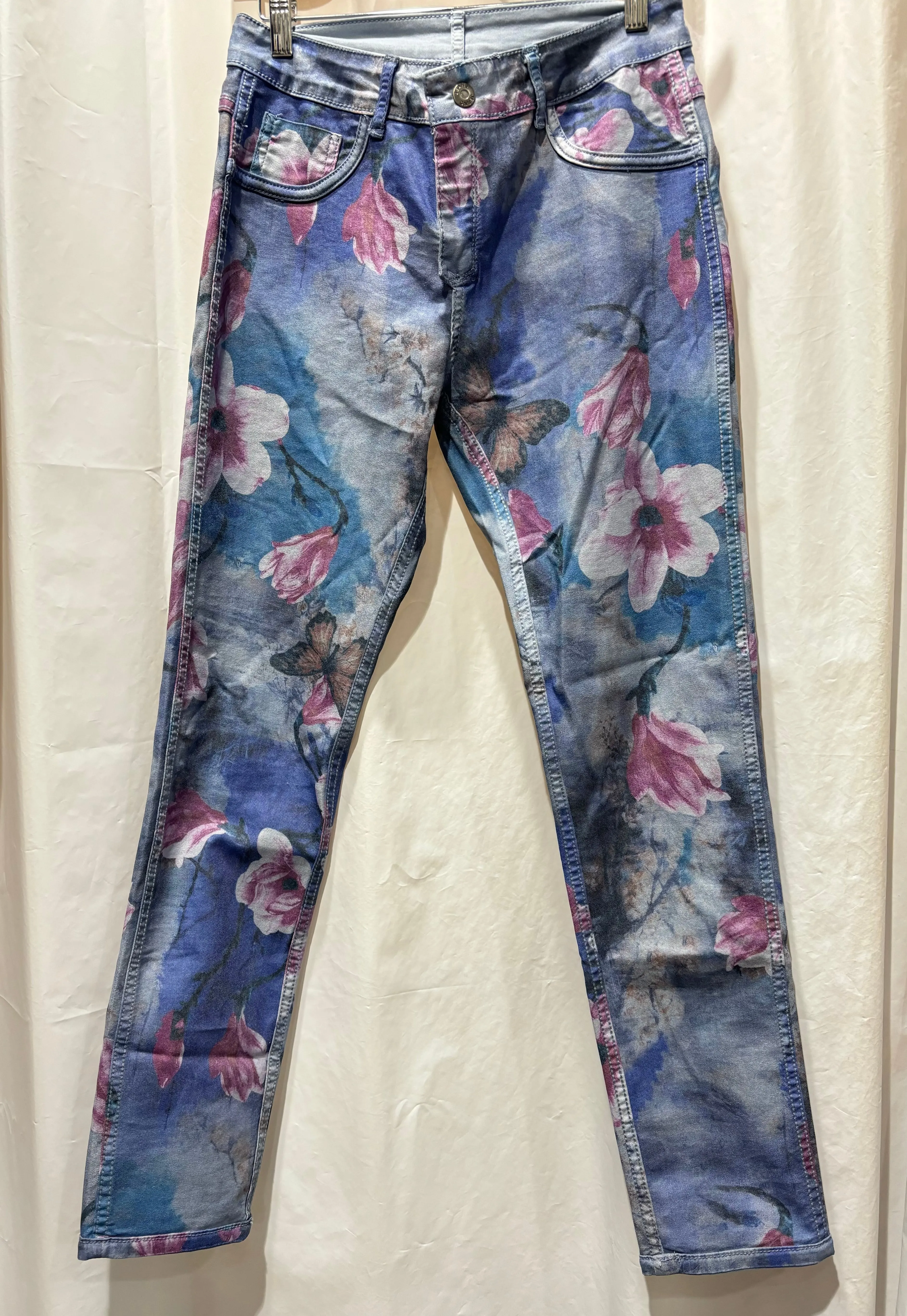 Sky Blue Purple and Floral Reversible Jeans