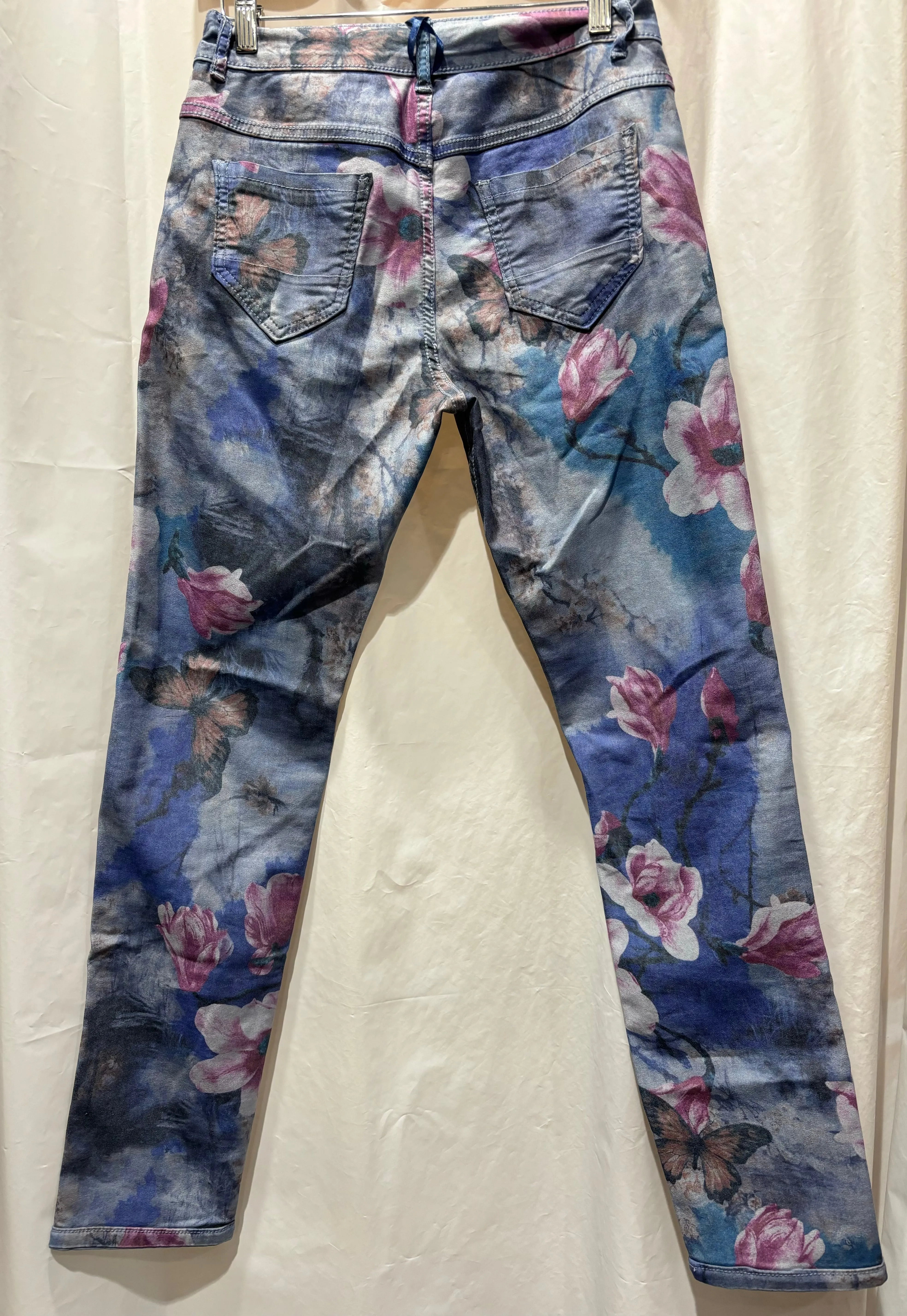 Sky Blue Purple and Floral Reversible Jeans