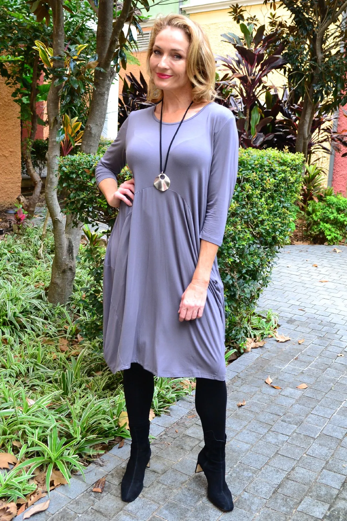 Soft Grey Cocoon Sophia Tunic Dress