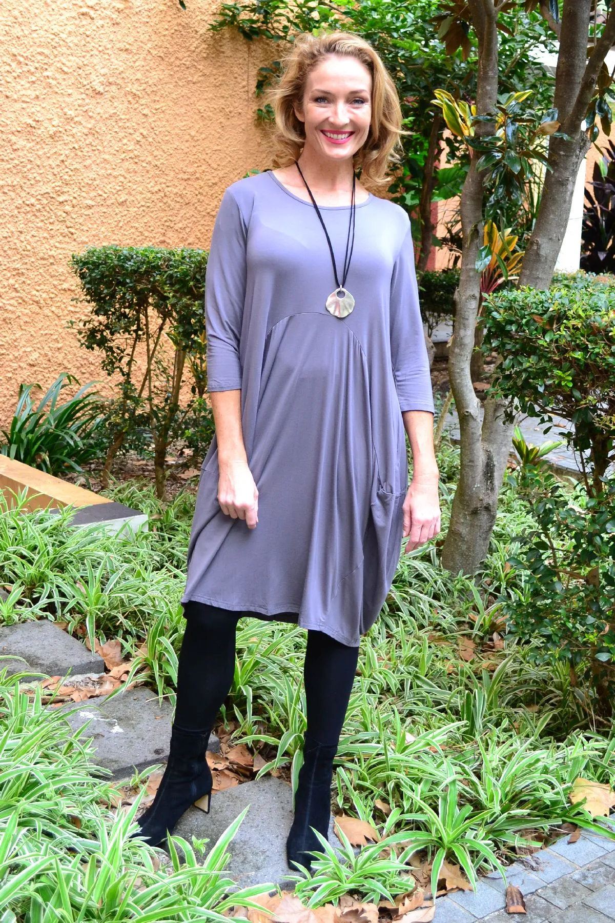 Soft Grey Cocoon Sophia Tunic Dress