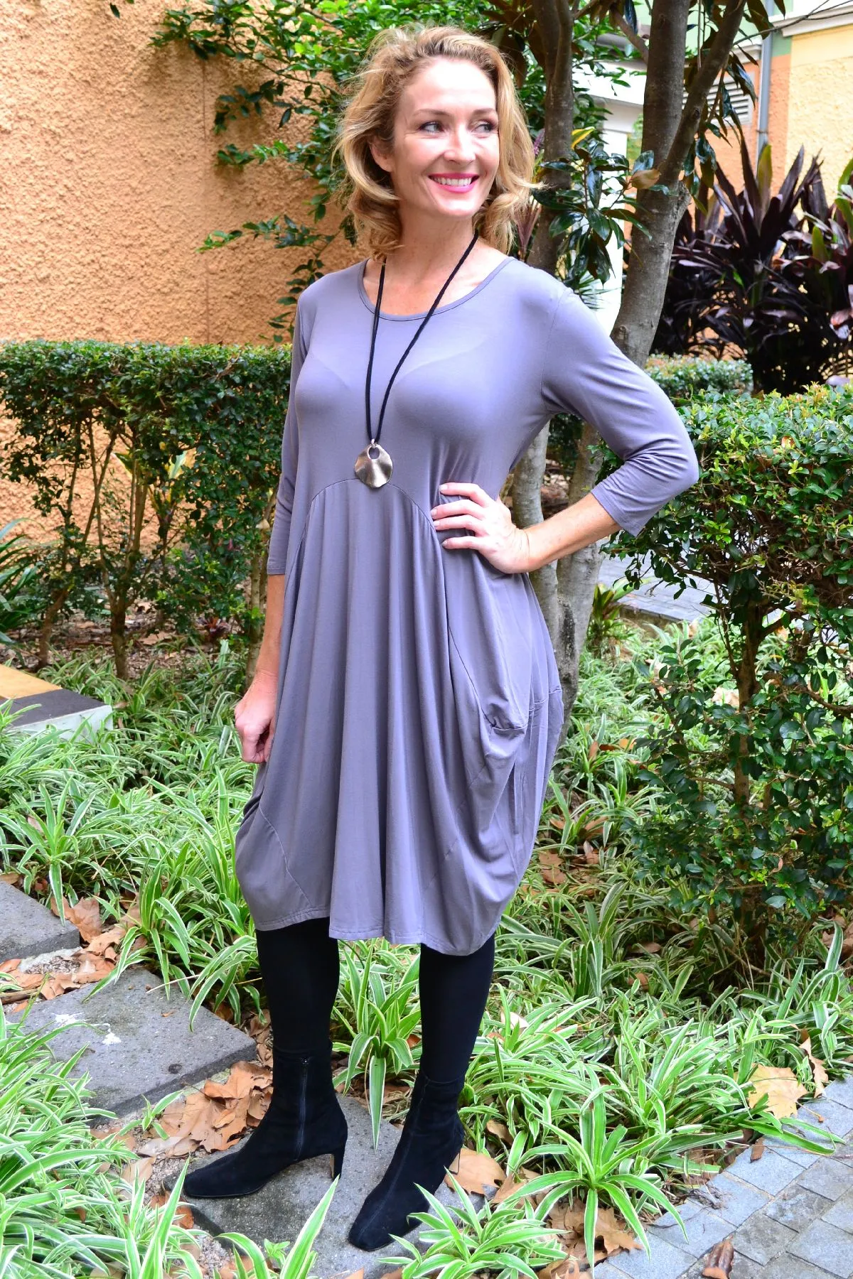 Soft Grey Cocoon Sophia Tunic Dress