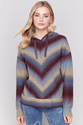 SPACEDYE MITRE STRIPE HOODIE TOP