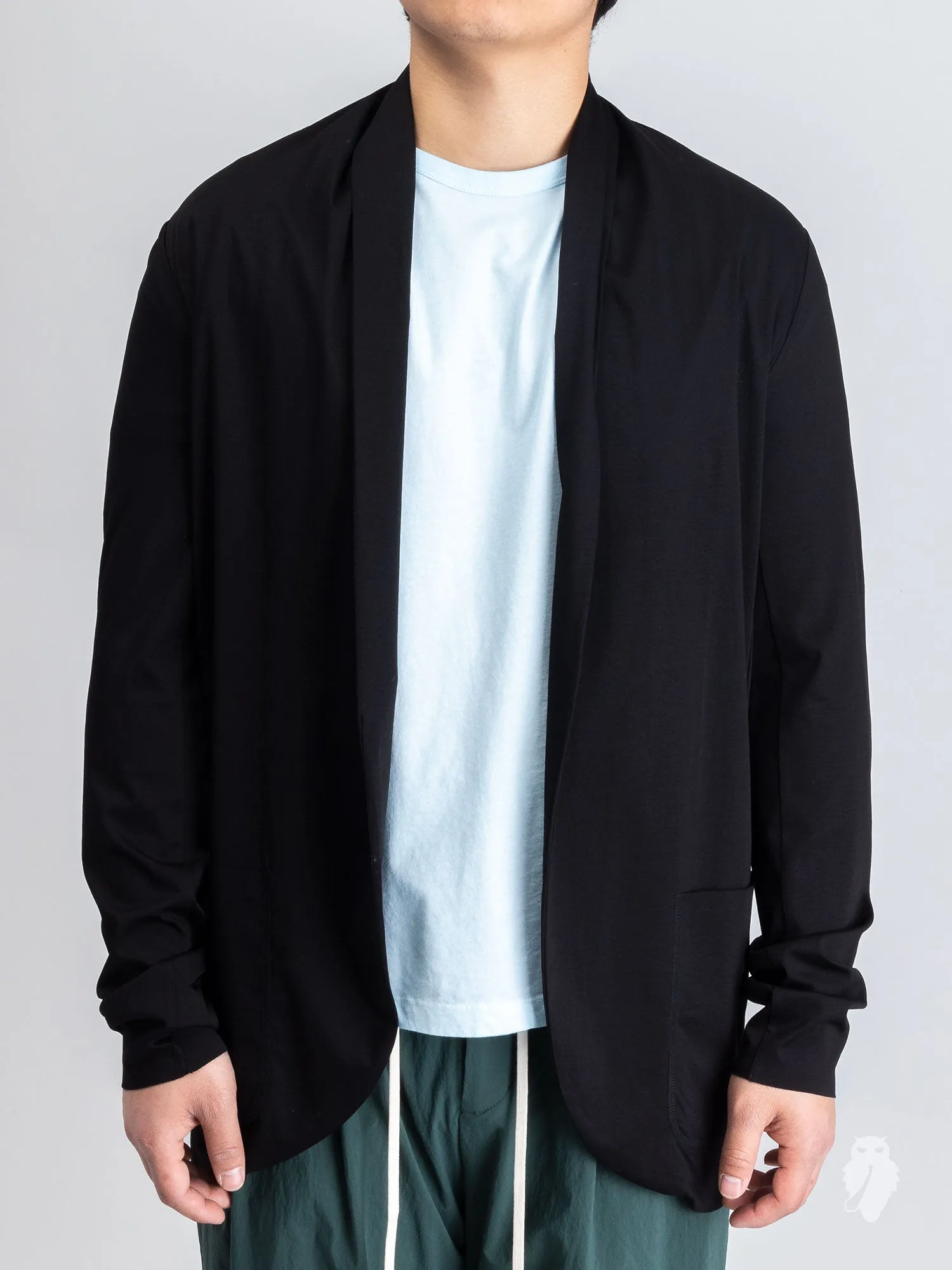 Stole Collar Cardigan in Black