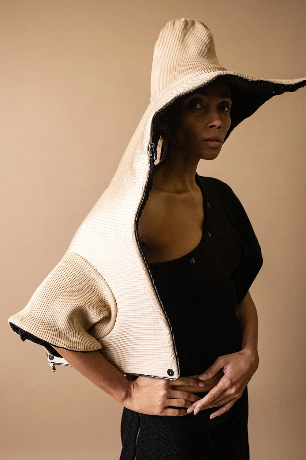 STRATIFICATION 16-Way Transforming Piece: Hat / Bag / Vest / Peplum / Hood / Scarf