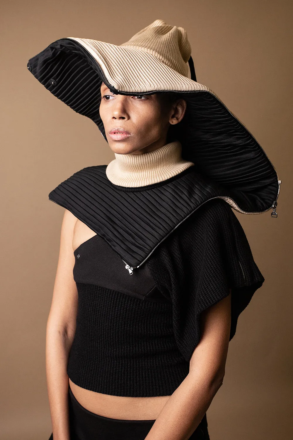 STRATIFICATION 16-Way Transforming Piece: Hat / Bag / Vest / Peplum / Hood / Scarf