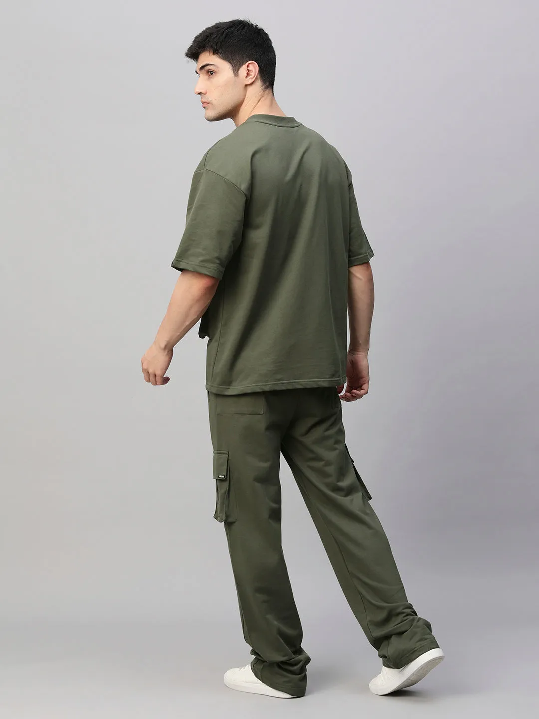 Streetwear Cargo Co-ord Set - Olive Green