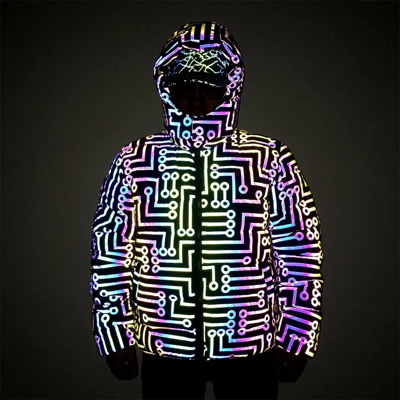 Streetwear Colorful Reflection Circuit Jacket