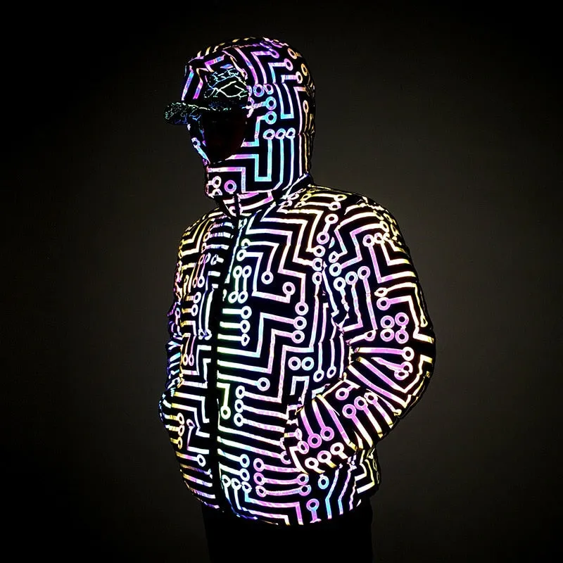 Streetwear Colorful Reflection Circuit Jacket