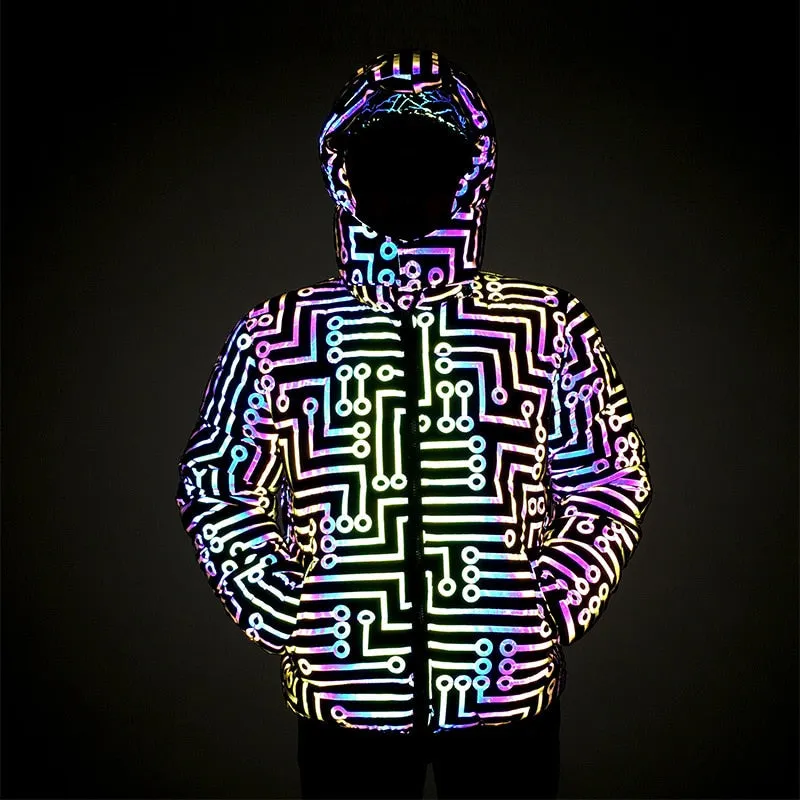 Streetwear Colorful Reflection Circuit Jacket