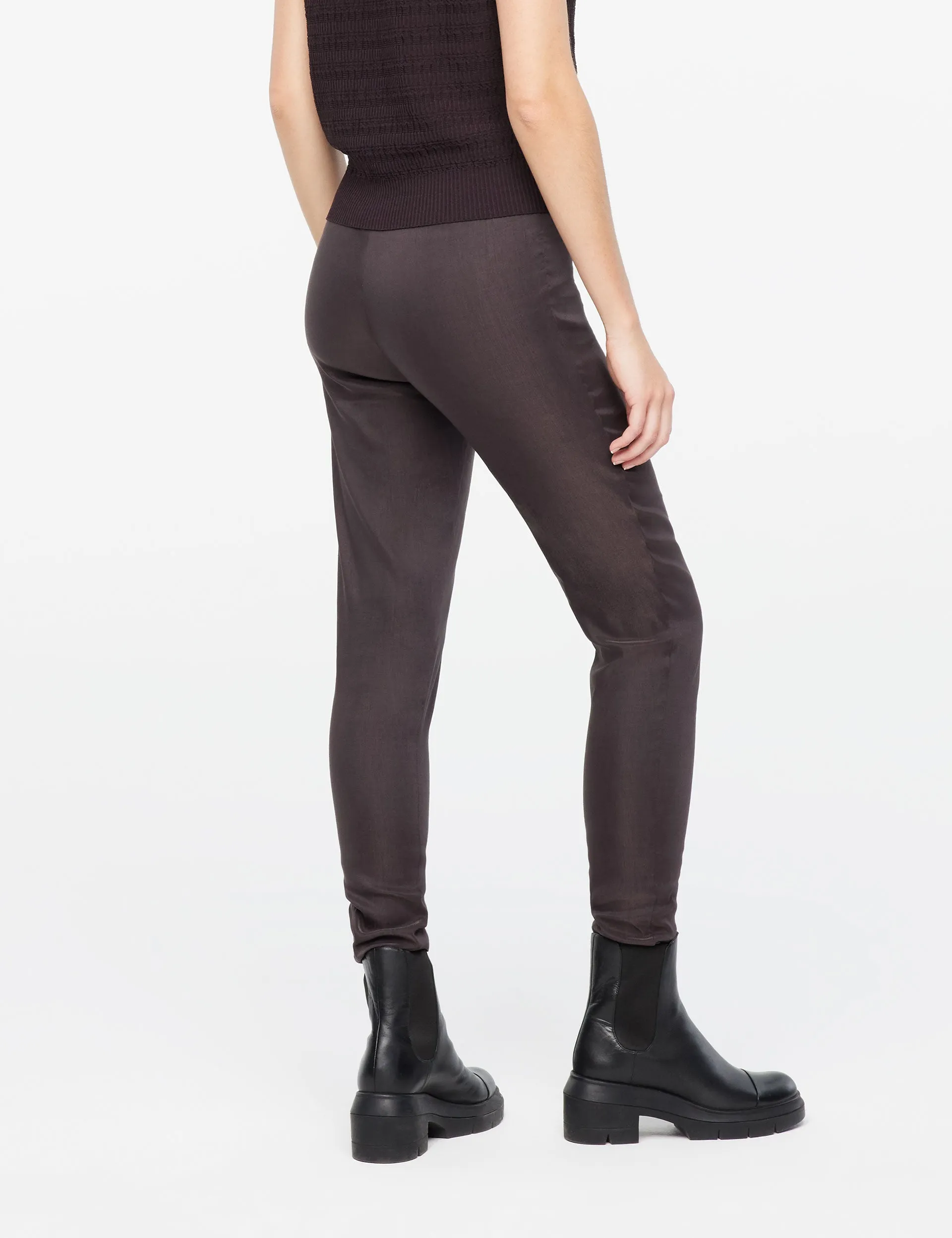 Stretch Linen Long Leggings - Plum