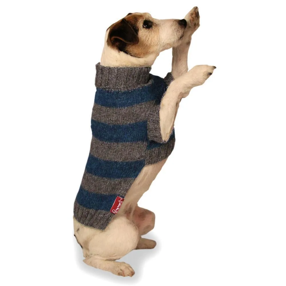 Striped Dog Sweater Blue And Gray