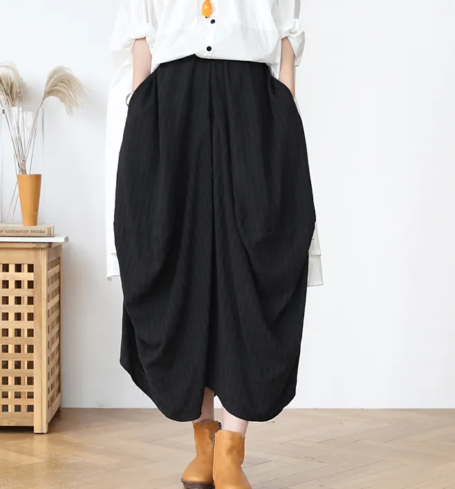 Striped Linen  Women's Skirts SJ98409