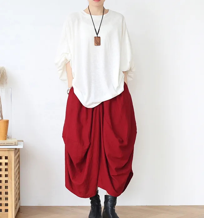 Striped Linen  Women's Skirts SJ98409