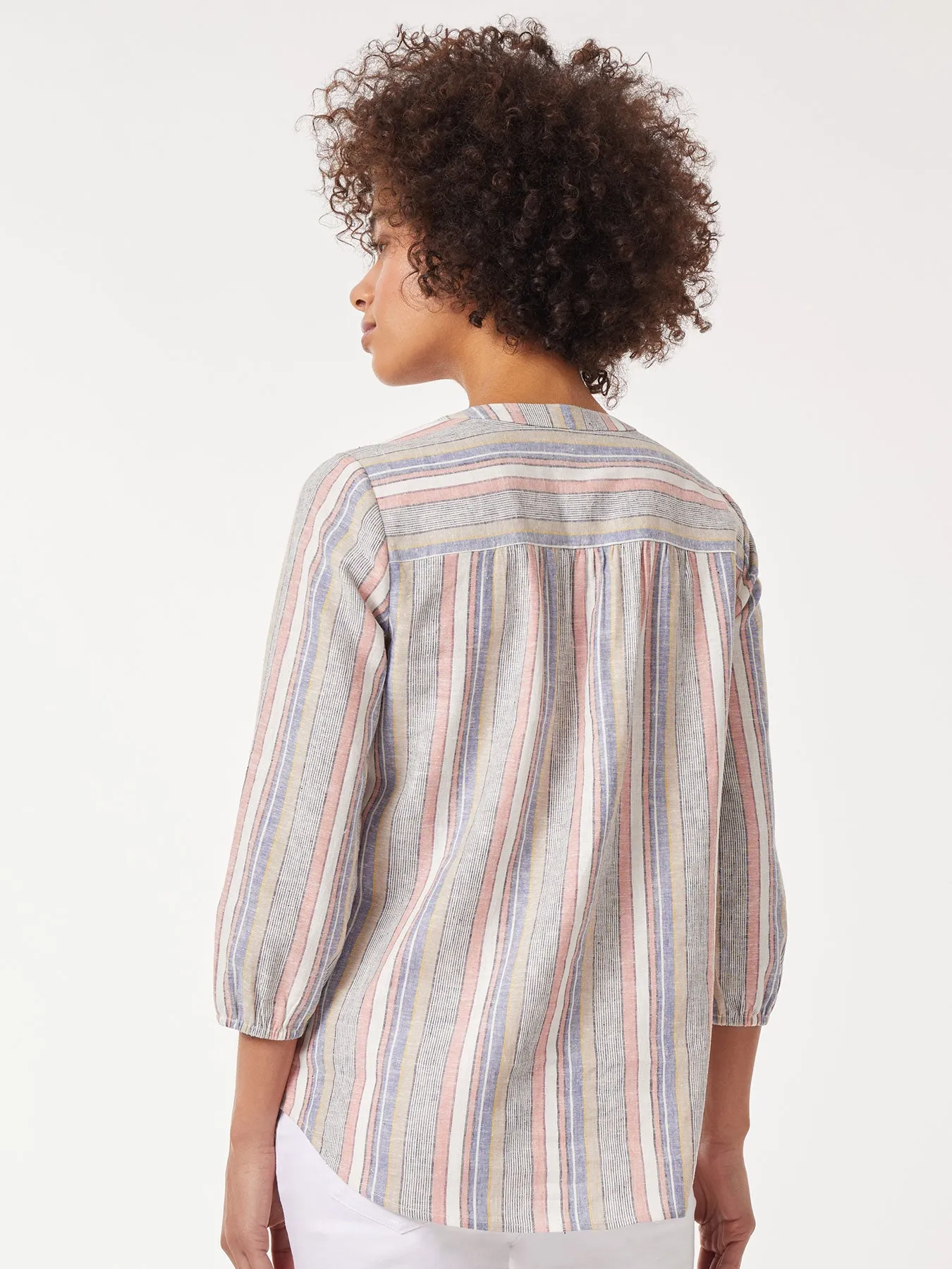 Striped V-Neck Pleated Kelly Blouse