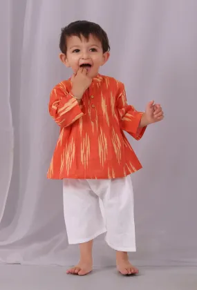 Sunset Orange Ikat Kurta