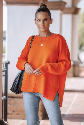 Tangarine Dropped Shoulder Sweater