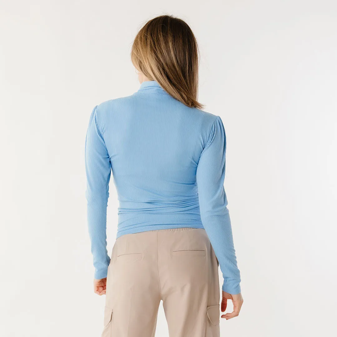 Tessa Long Sleeve, Bright Blue Rib