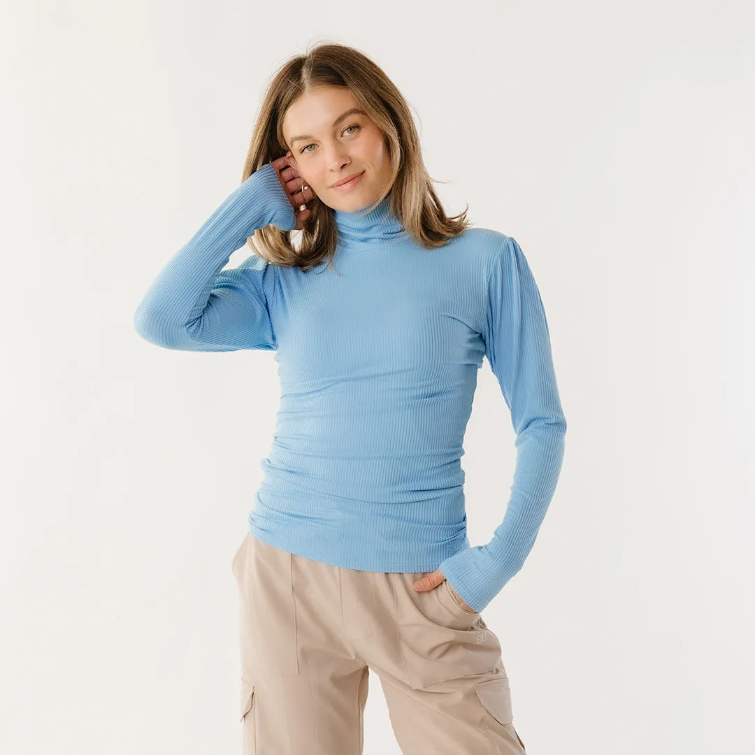 Tessa Long Sleeve, Bright Blue Rib