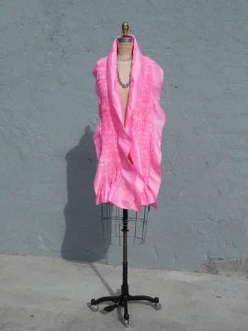 Thai Silk Taffeta Opera Shawl Candy Pink