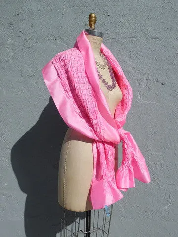 Thai Silk Taffeta Opera Shawl Candy Pink