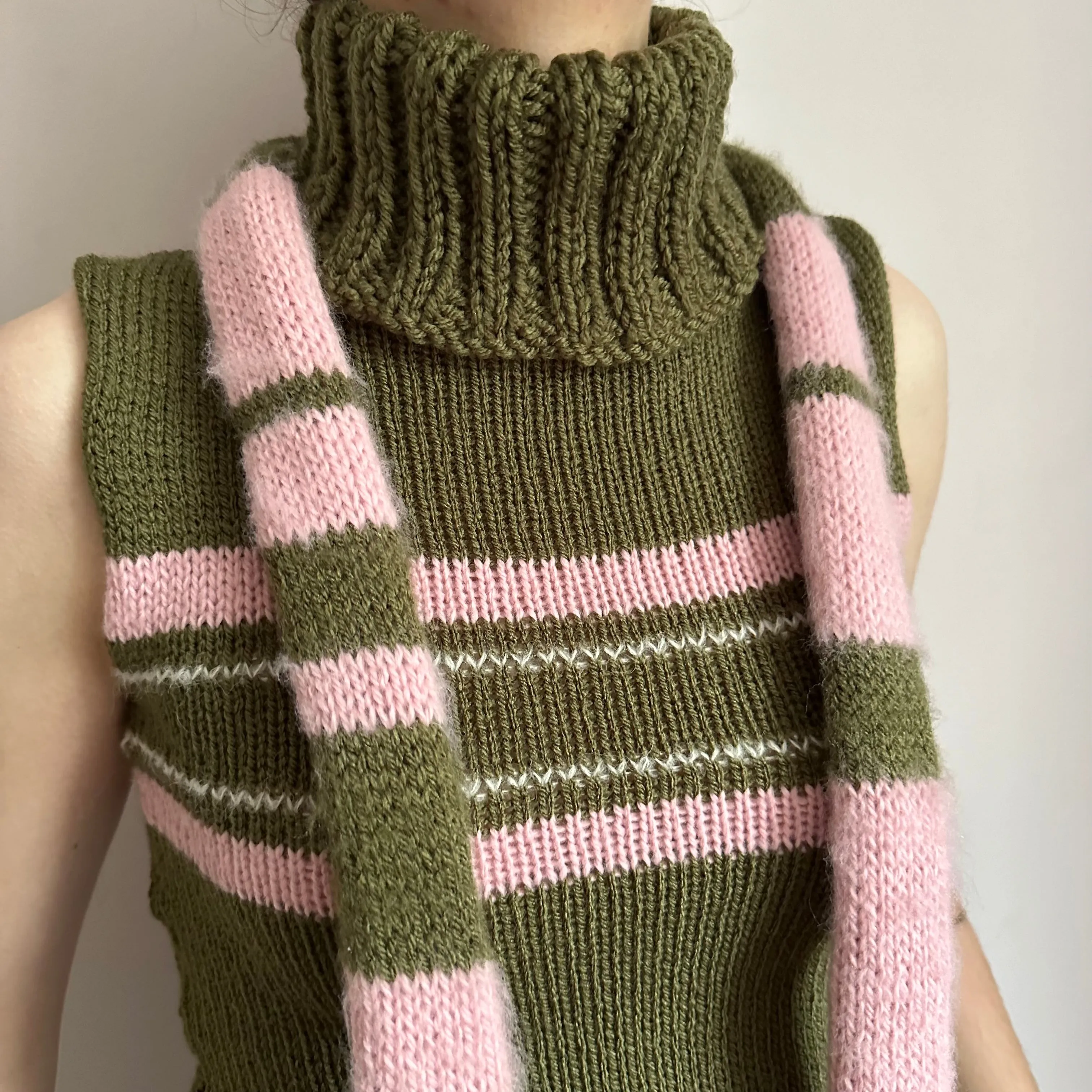 The Jade Vest - striped turtleneck knit vest