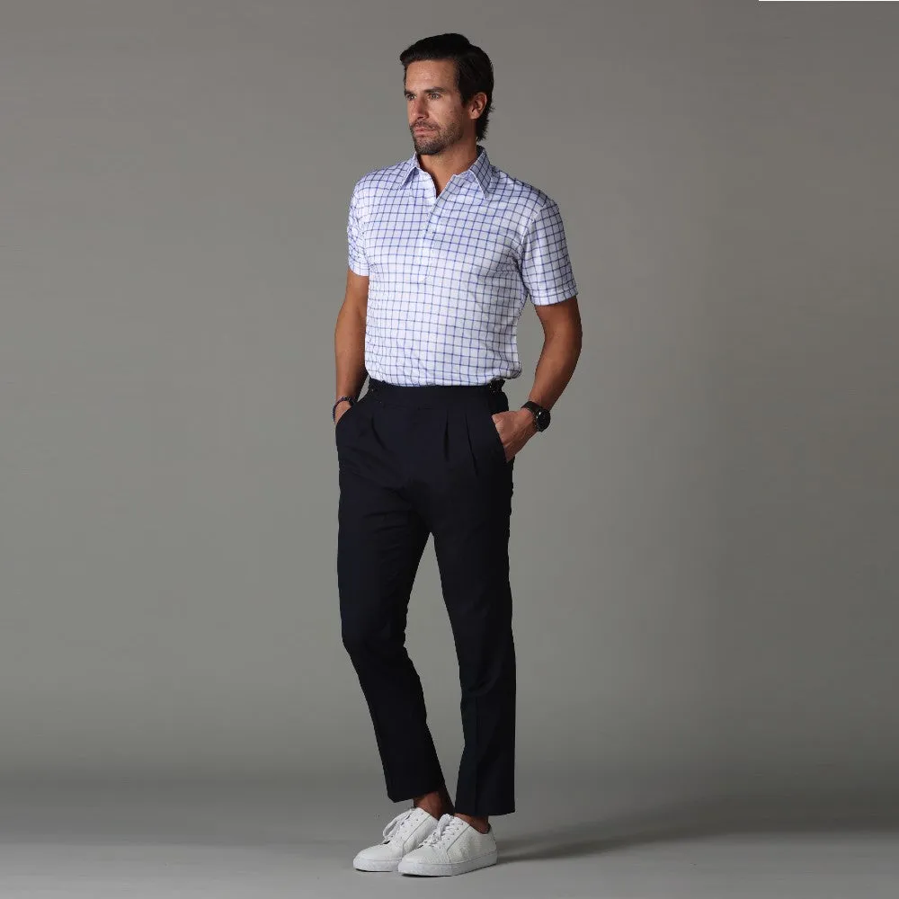 The Original Dress Collar Polo™ Blue Grid Check