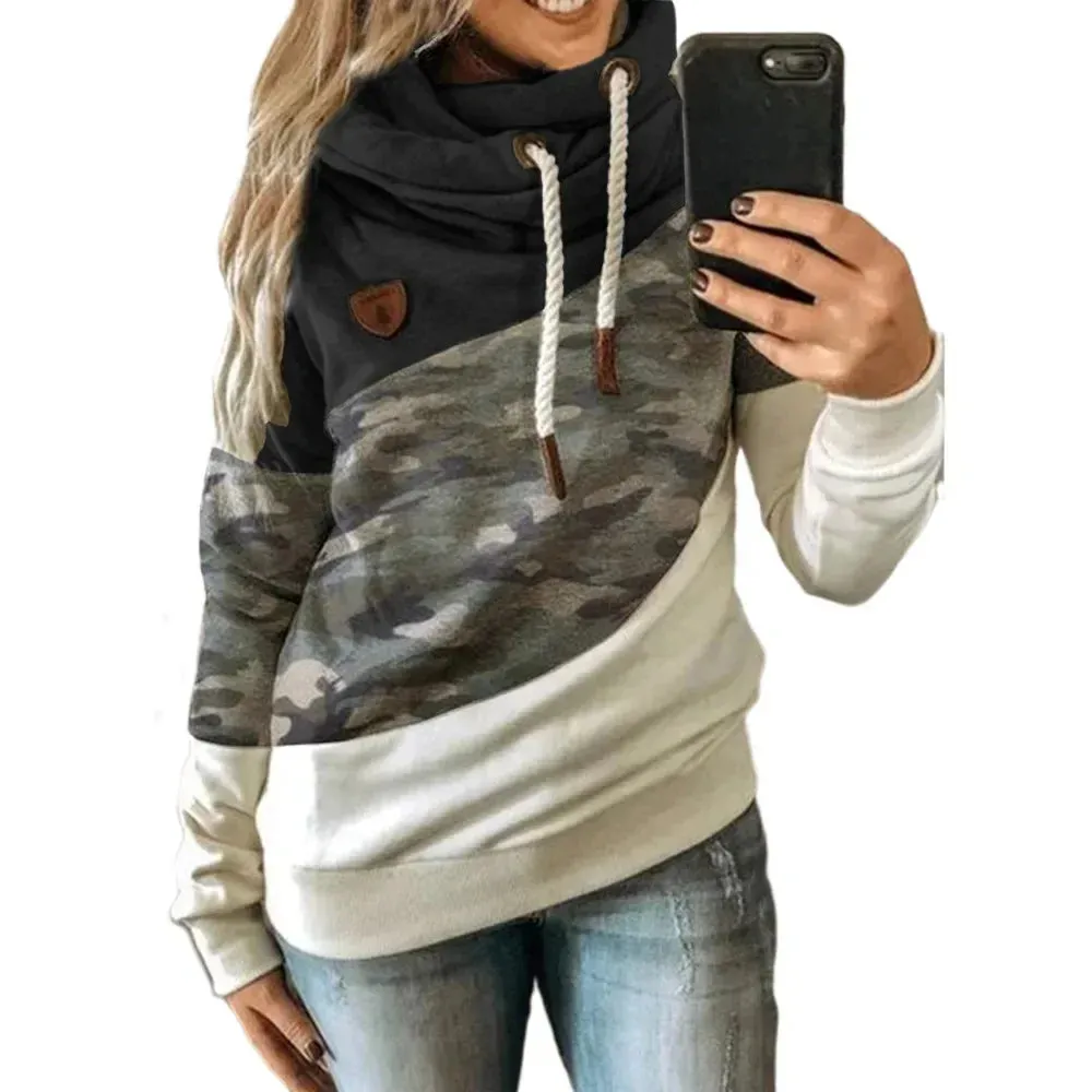 Thick Warm Color Block Pullover Hoodie Sweatshirt