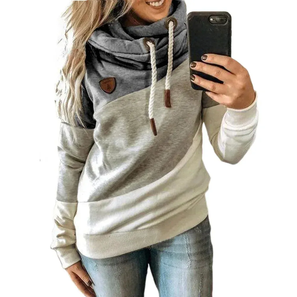 Thick Warm Color Block Pullover Hoodie Sweatshirt