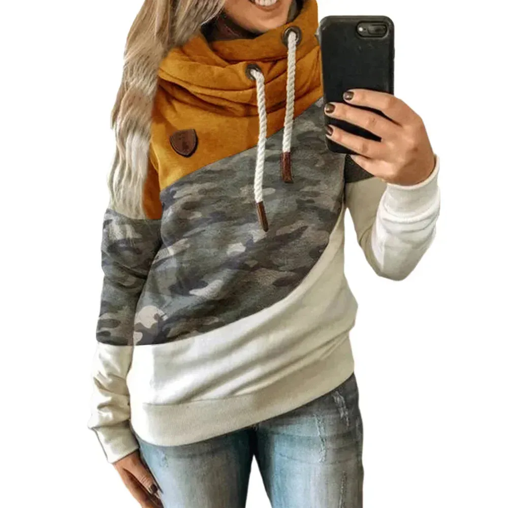 Thick Warm Color Block Pullover Hoodie Sweatshirt