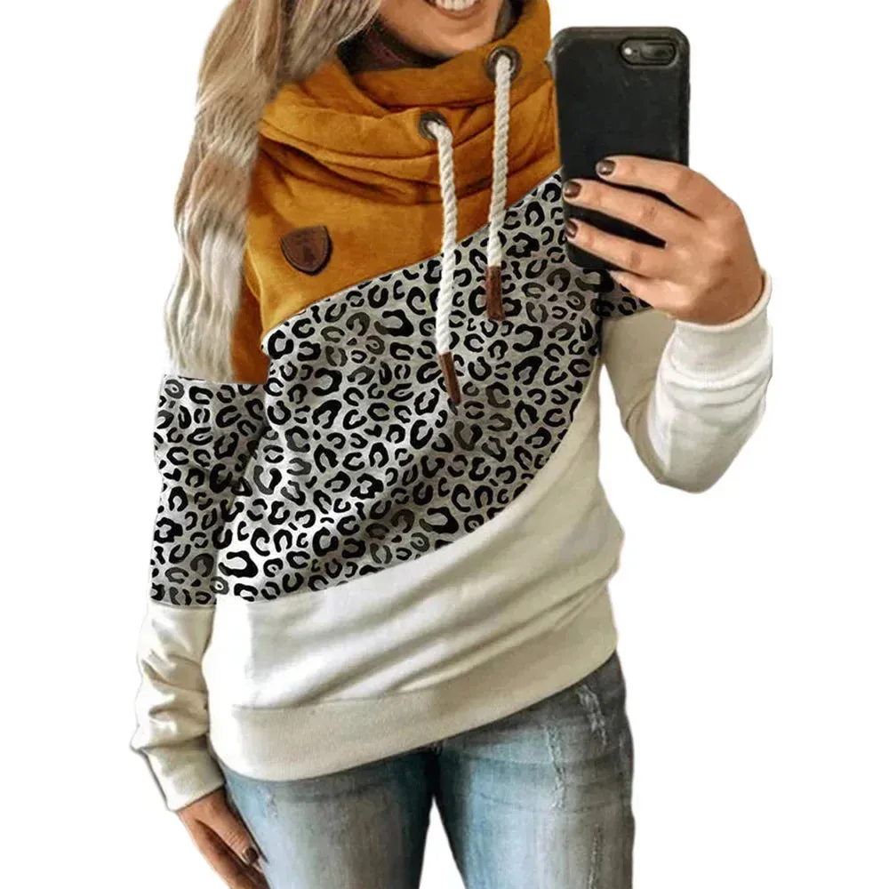 Thick Warm Color Block Pullover Hoodie Sweatshirt