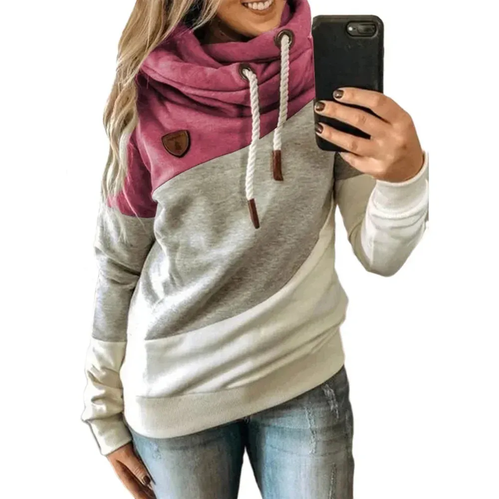 Thick Warm Color Block Pullover Hoodie Sweatshirt