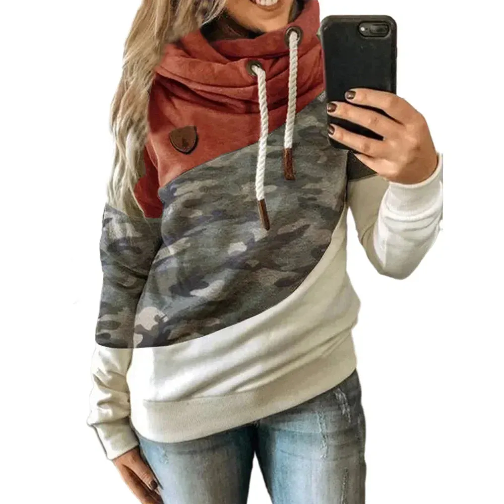 Thick Warm Color Block Pullover Hoodie Sweatshirt