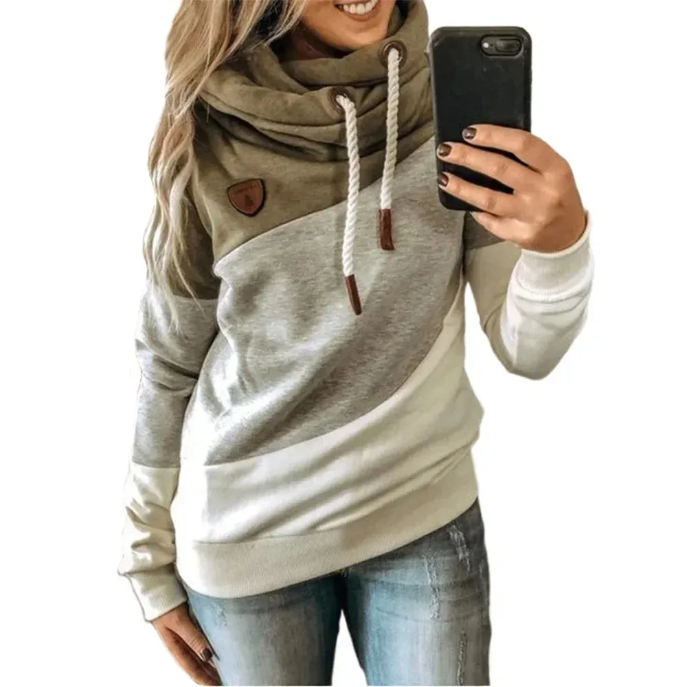 Thick Warm Color Block Pullover Hoodie Sweatshirt