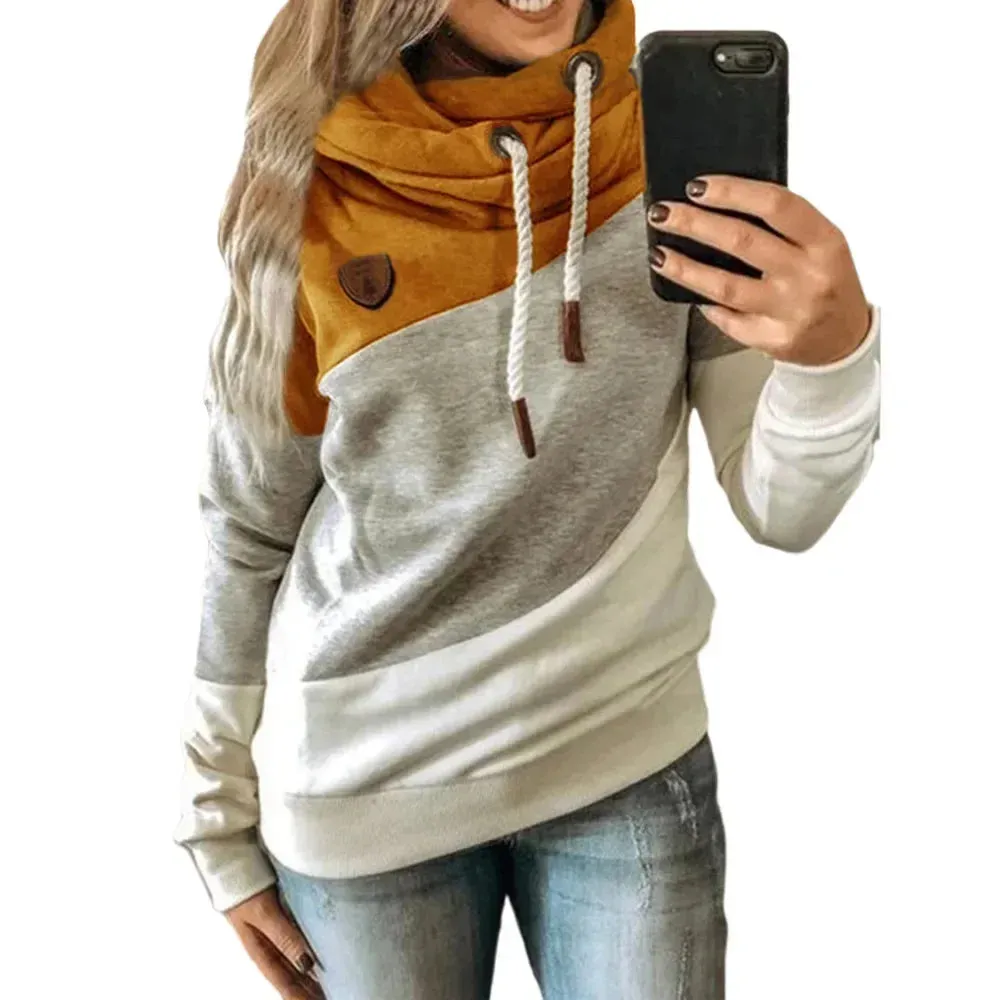 Thick Warm Color Block Pullover Hoodie Sweatshirt