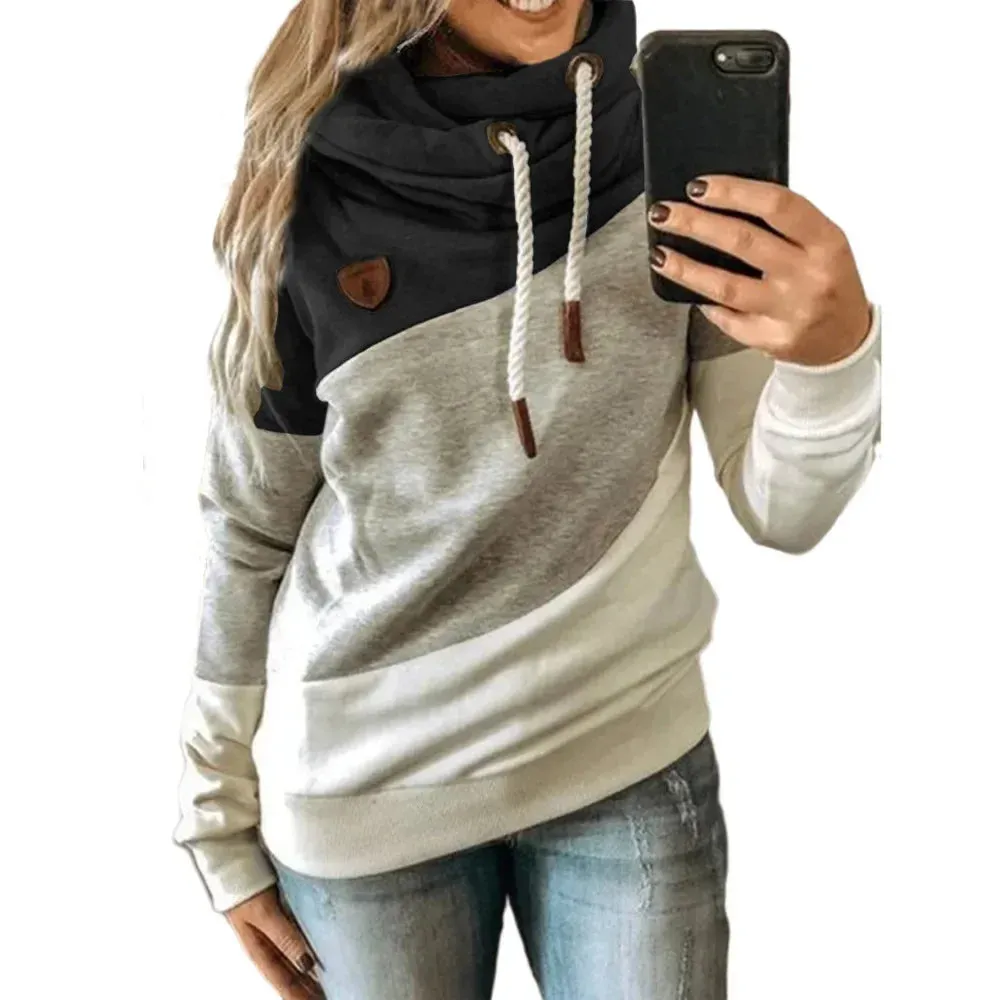 Thick Warm Color Block Pullover Hoodie Sweatshirt