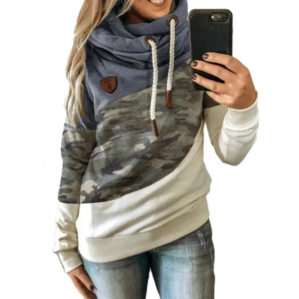 Thick Warm Color Block Pullover Hoodie Sweatshirt