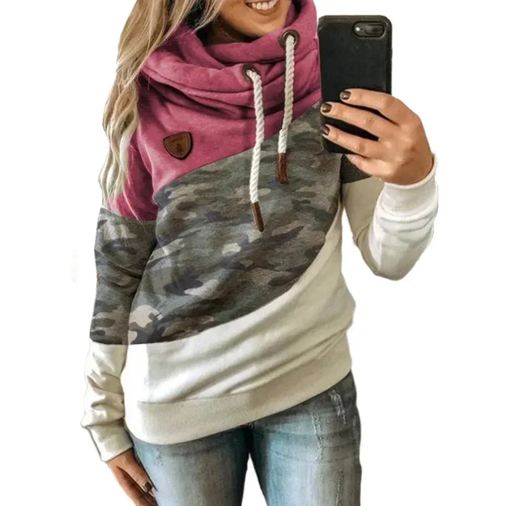 Thick Warm Color Block Pullover Hoodie Sweatshirt