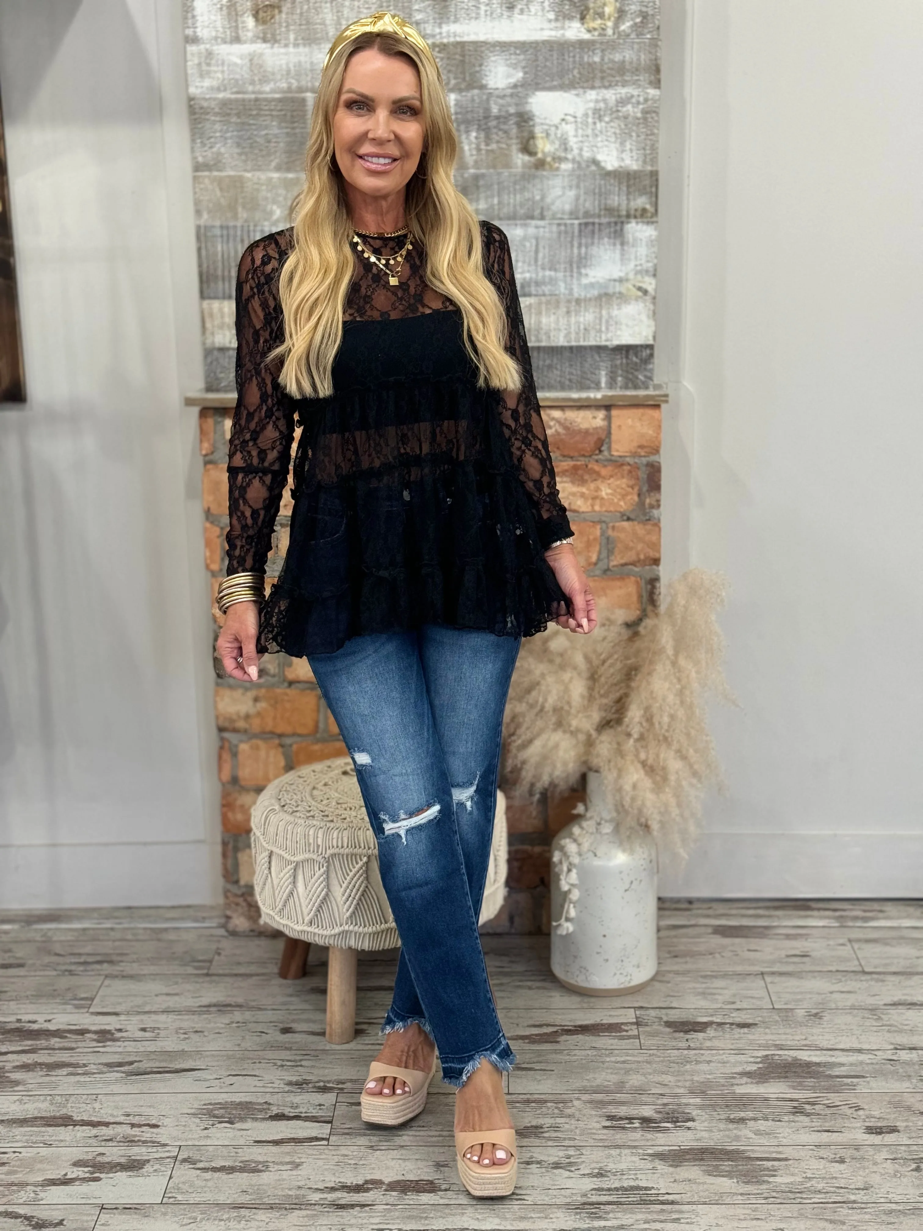 Tiered Lace Tunic Top