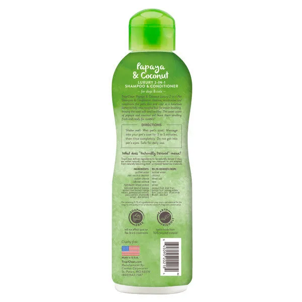 TropiClean Papaya & Coconut Luxury 2-in-1 Shampoo and Conditioner for Pets