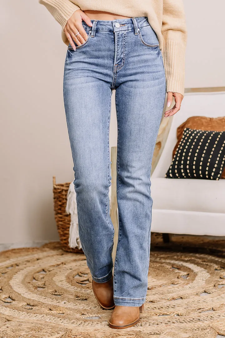 Tummy Control Mid Rise Bootcut Jeans