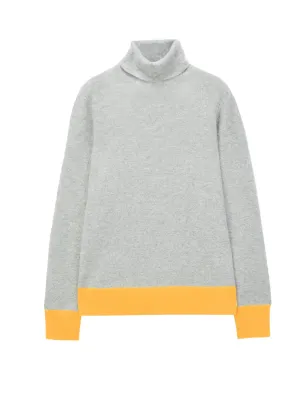 Turtleneck Slimfit Sweater_CB_Light Grey/Yellow