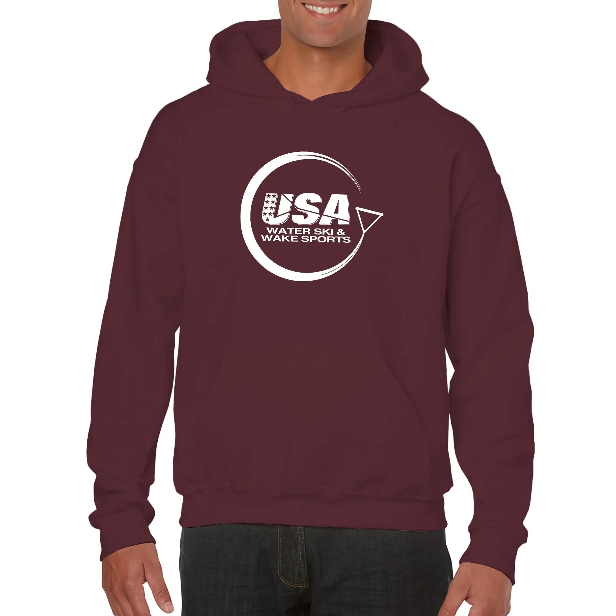 USAWSWS - Circular White Logo Hooded Pullover - Maroon