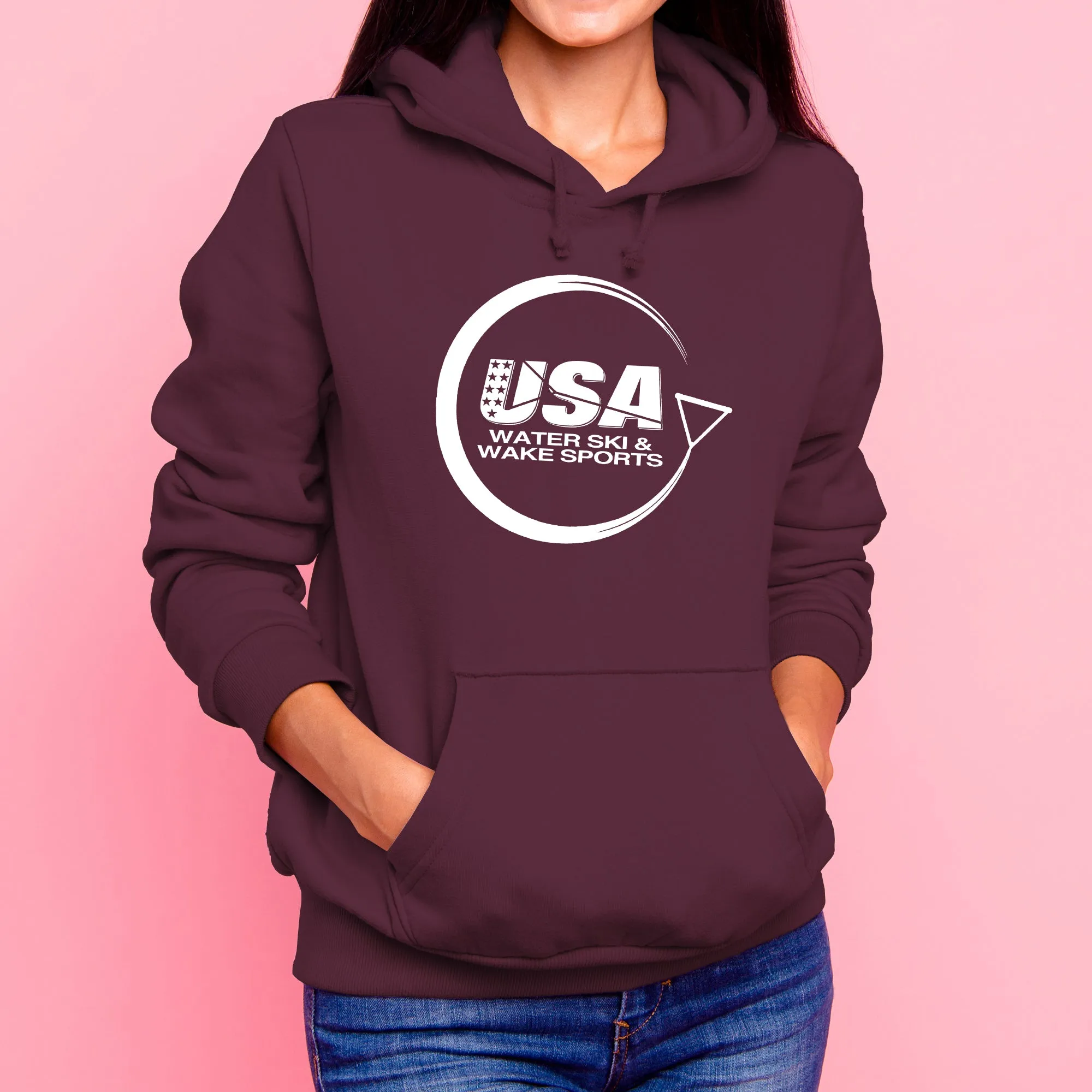 USAWSWS - Circular White Logo Hooded Pullover - Maroon