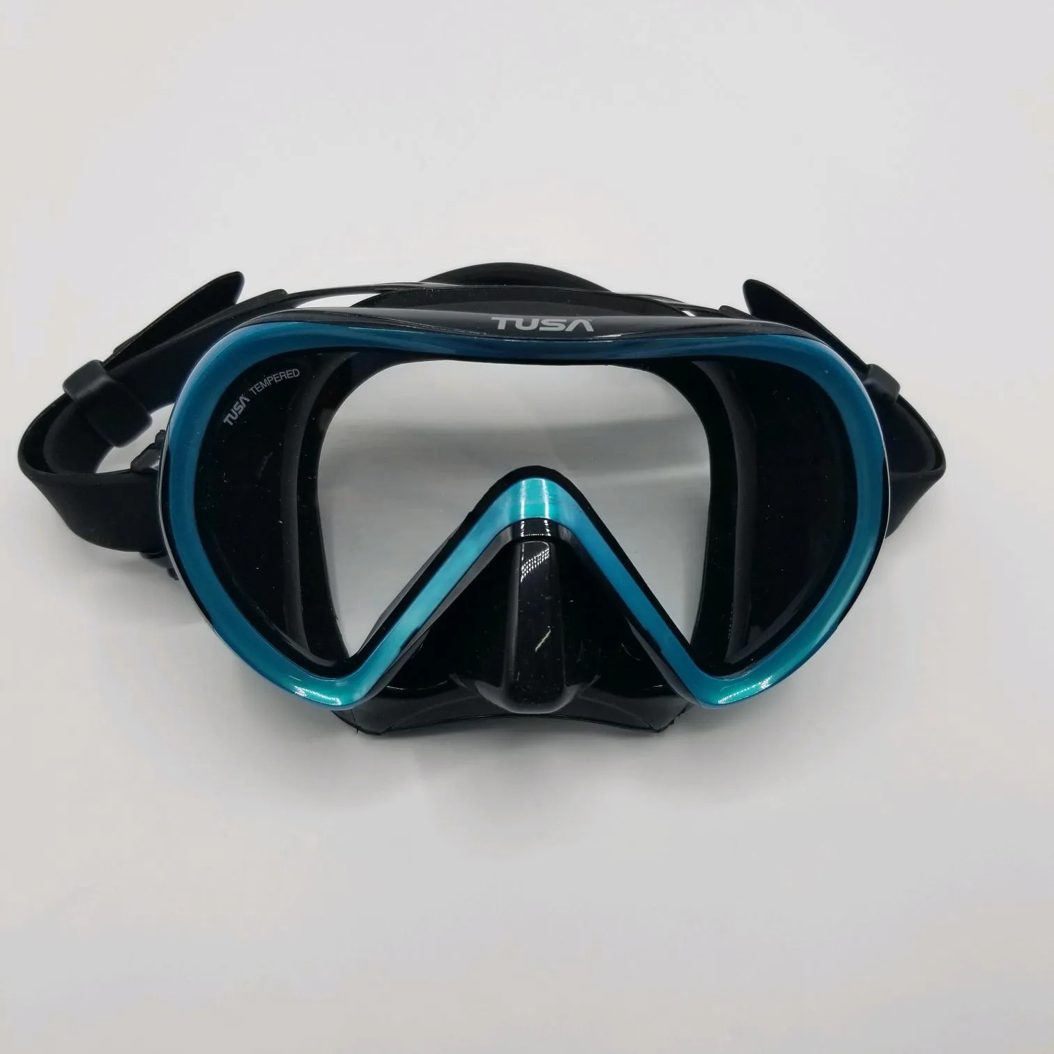 Used Tusa Ino Scuba Diving Mask - Black Silicone/Ocean Green