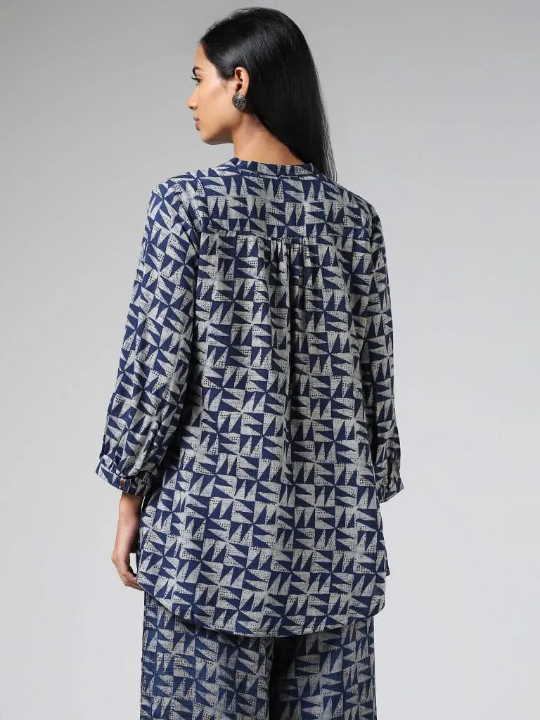 Utsa Indigo Geometric Printed Kurti