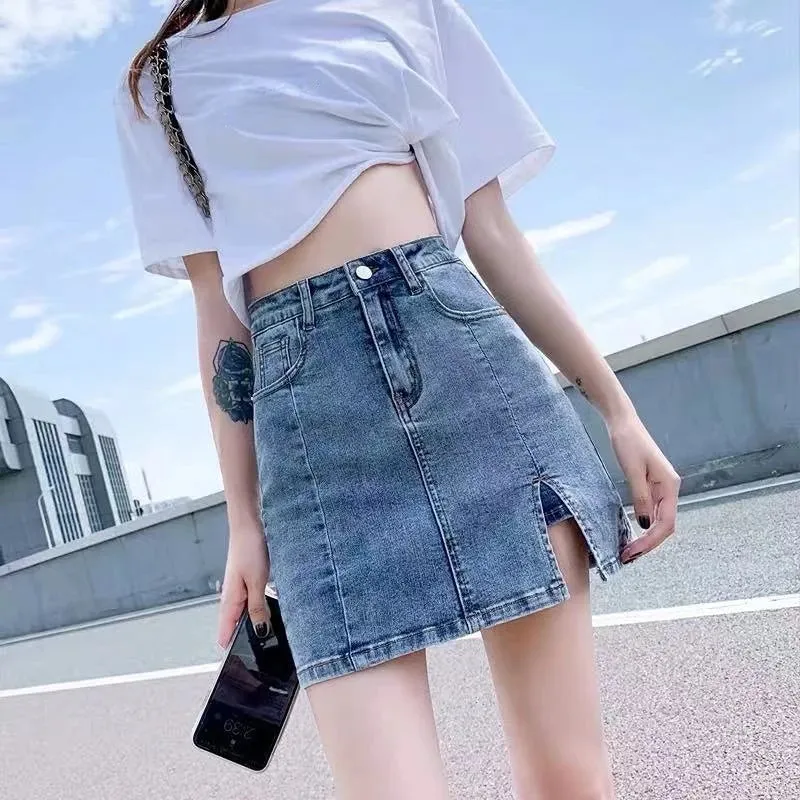 Very Shorts Sexy Mini Pants Skirt Womens 2024 Hip High Waist Tight Korean Style Fashion Summer Jean Skirts for Women Denim Black