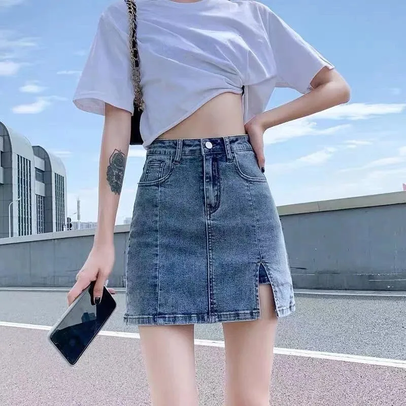 Very Shorts Sexy Mini Pants Skirt Womens 2024 Hip High Waist Tight Korean Style Fashion Summer Jean Skirts for Women Denim Black