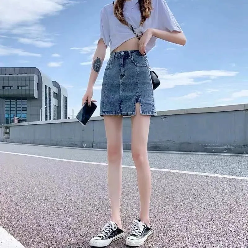 Very Shorts Sexy Mini Pants Skirt Womens 2024 Hip High Waist Tight Korean Style Fashion Summer Jean Skirts for Women Denim Black