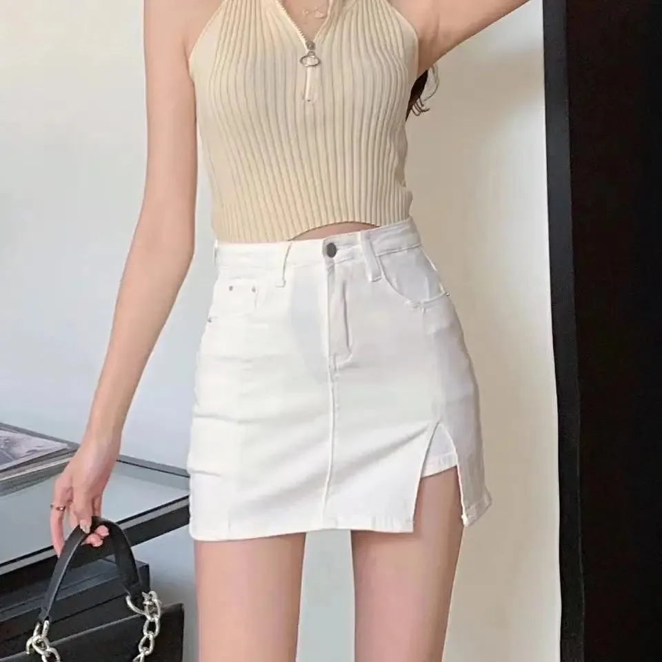 Very Shorts Sexy Mini Pants Skirt Womens 2024 Hip High Waist Tight Korean Style Fashion Summer Jean Skirts for Women Denim Black